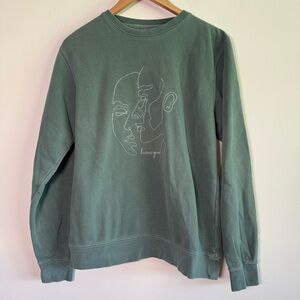 Humangood embroidered green crewneck sweatshirt size small